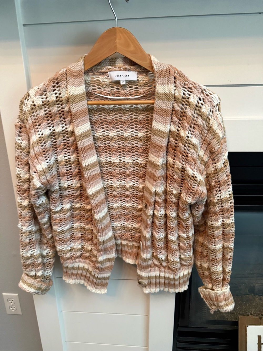 John and Jenn Open-Front Beige Multi-Color Knit Cardigan cottagecore vibes Small